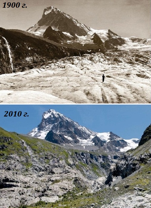 Швейцарские Альпы, ледники продолжают таять